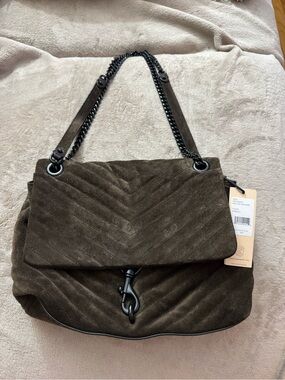 Rebecca Minkoff Quilted Suede Shoulder Bag in Dark Brown